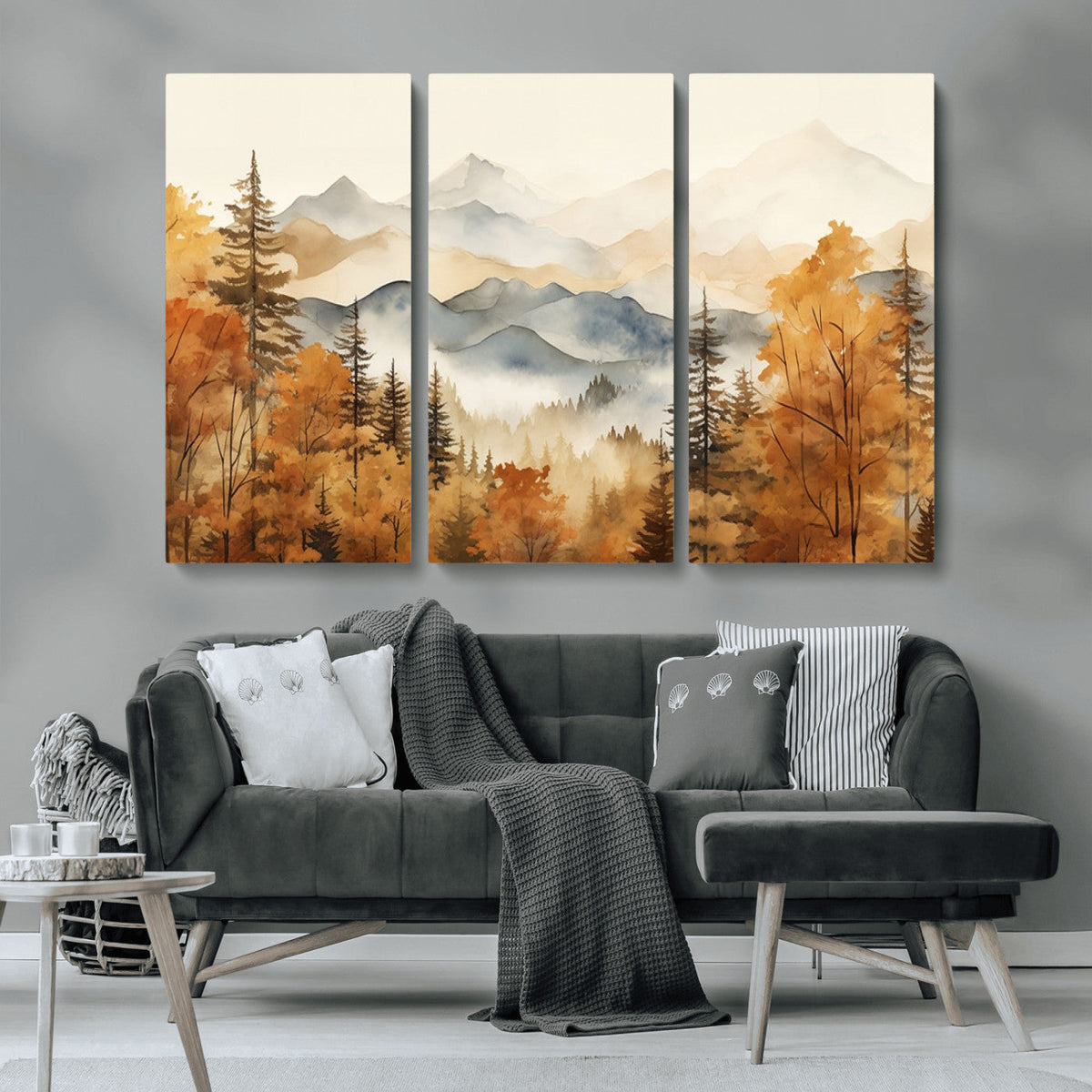 Golden Autumn Forest Wall Art Canvas | Mountain Landscape