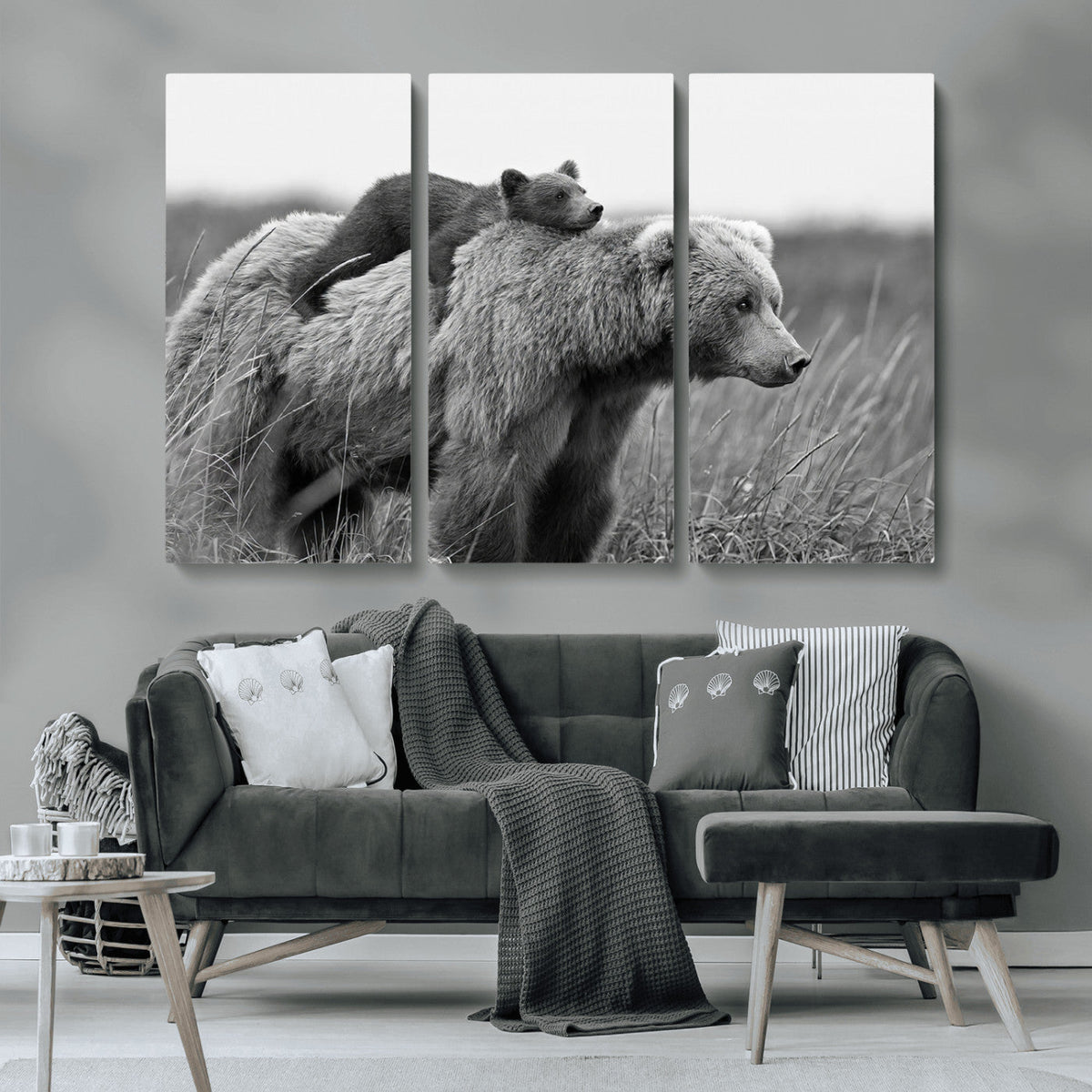 Bear and Cub Wall Art Canvas | 399 Bear Cub