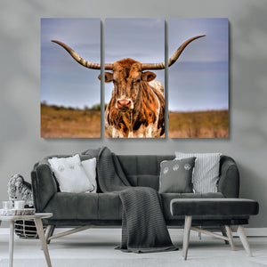 Texas Longhorn Wall Art Print, Framed Longhorn Cow Wall Art