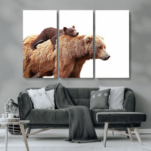 Mother and Baby Bear Canvas Wall Art - Adorable Wildlife