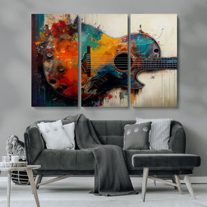 Abstract Guitar Wall Art Canvas | Vibrant Music-Inspired Art