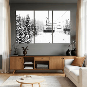 Ski Wall Art - Ski Lift Wall Art Canvas Print Snow Covered