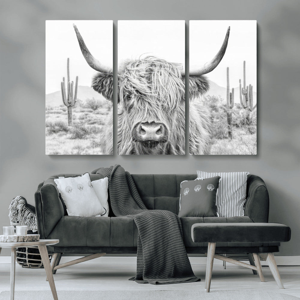 Rustic Charm | Cow Longhorn Black White Bighorn Wall Art