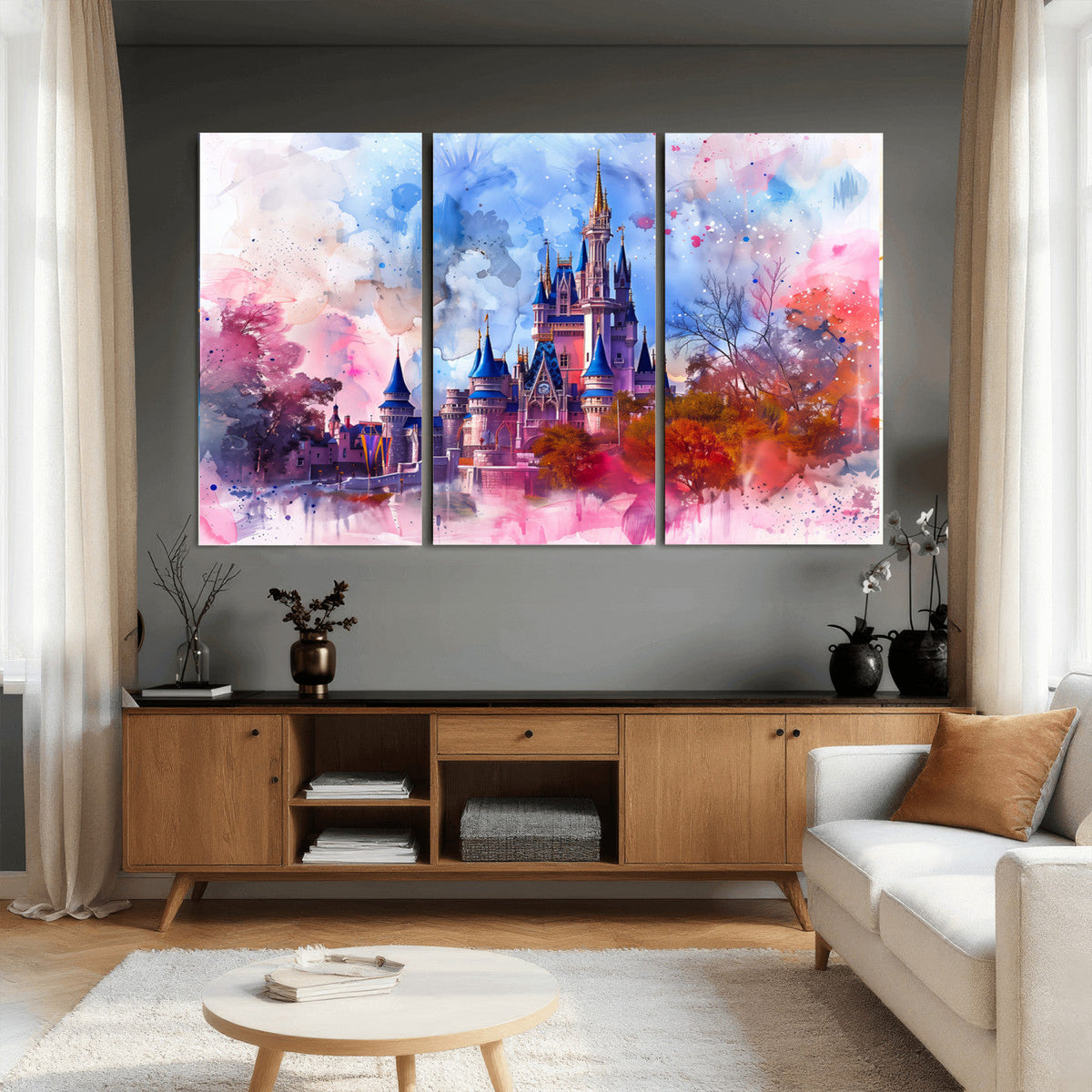 Disney Wall Art: Dreamy Watercolor Cinderella Castle Canvas