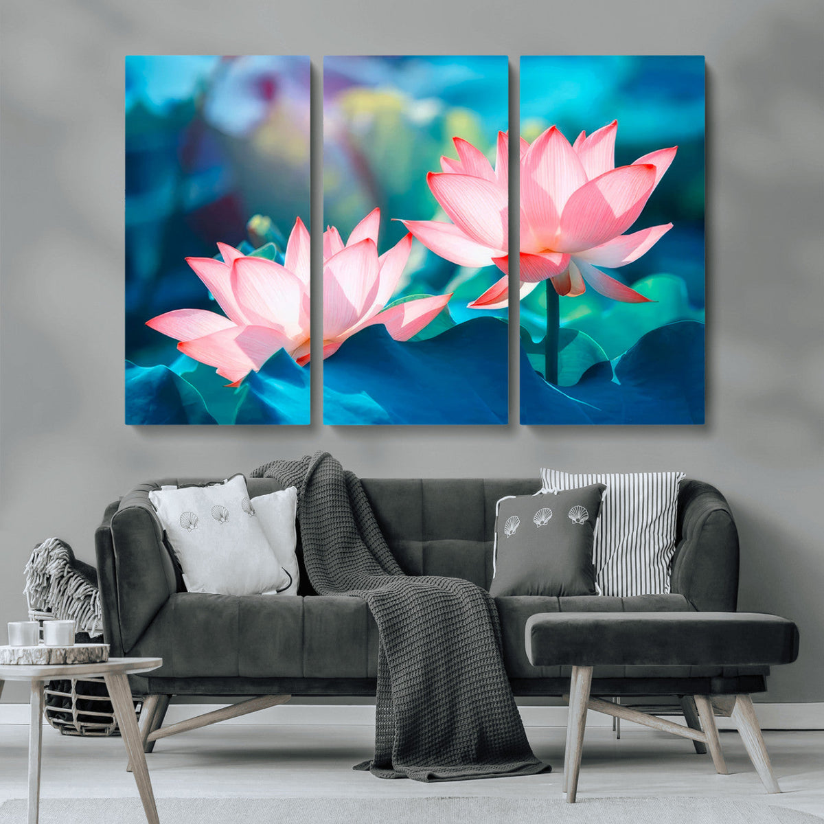Pink Lotus Flower Canvas Wall Art | Vibrant Floral Wall