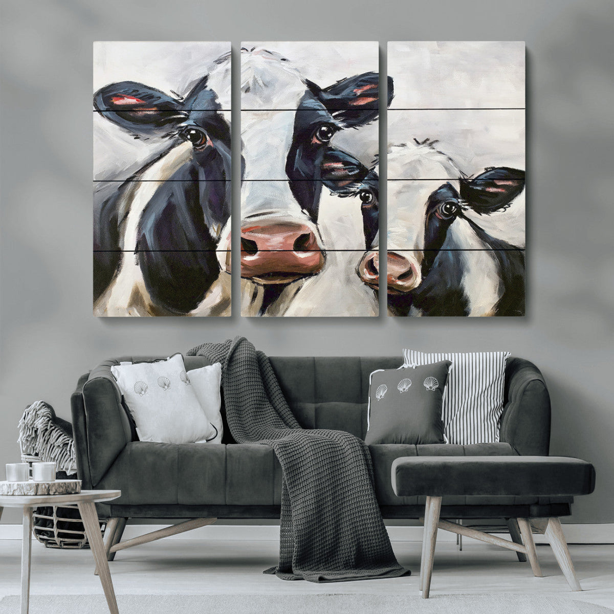 Vintage Baby and Mom Cattle Wall Art Canvas Print