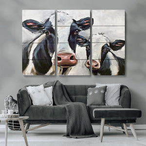 Vintage Baby and Mom Cattle Wall Art Canvas Print