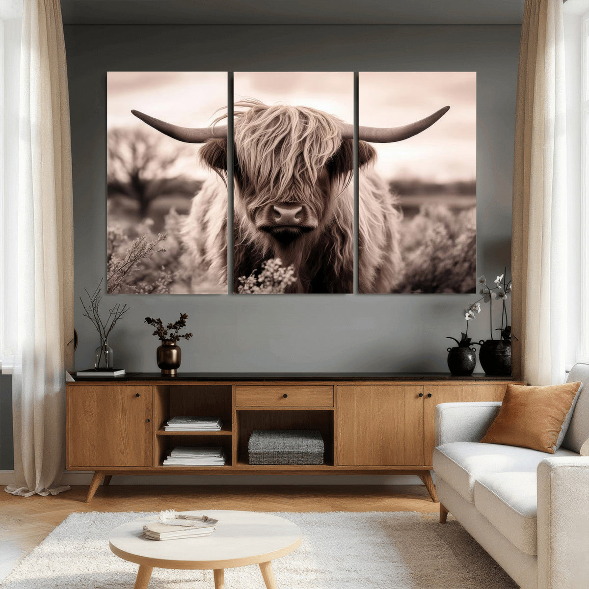 Scottish Cow Longhorn Wall Art Canvas Print