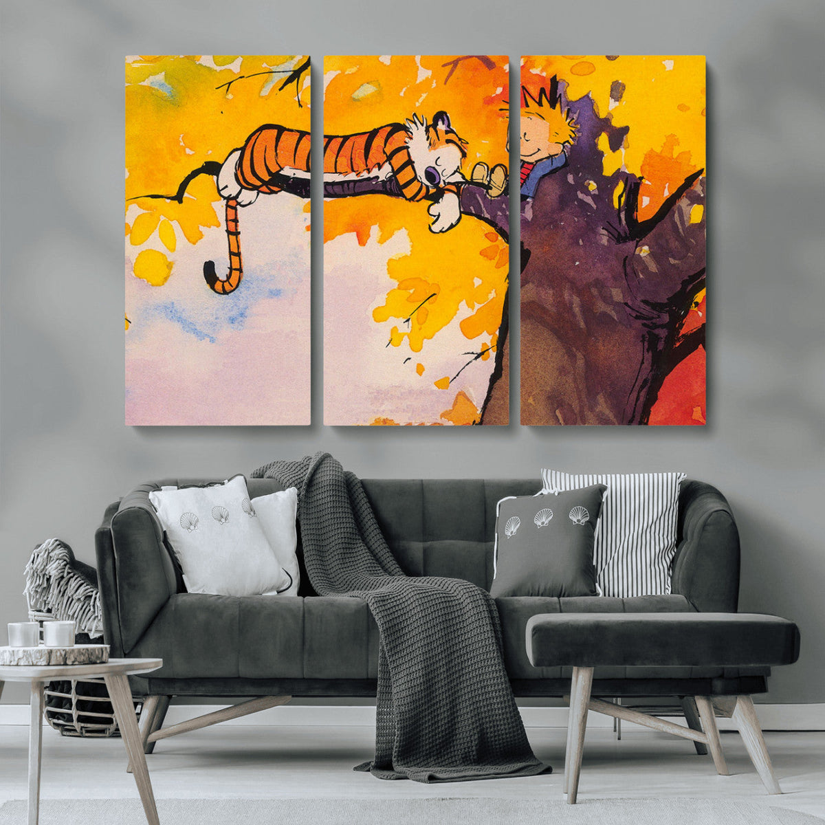 Calvin and Hobbes Tree Scene Canvas Print | 3 Panel Large