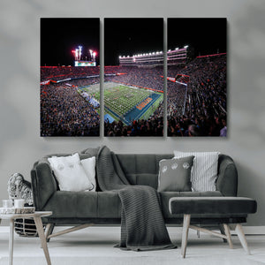 Ben Hill Griffin Stadium Night Game Triple Canvas Wall Art -
