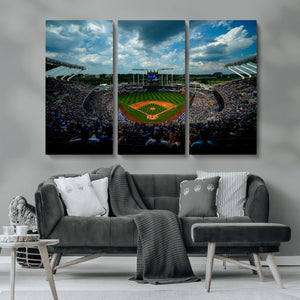 3-Panel Kauffman Stadium Wall Art Print | Large Kansas City