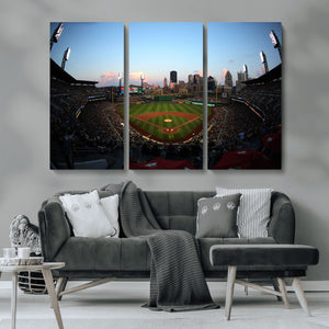 PNC Park Evening Game Triple Canvas Wall Art - Pittsburgh