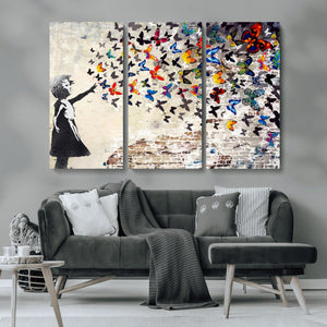 Banksy Graffiti Wall Art Canvas Print: Girl Releasing