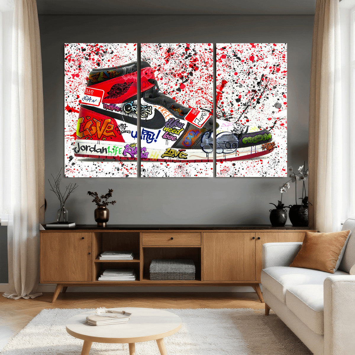 Jordan Shoes Graffiti Wall Art Canvas Print- Jordan Graffiti