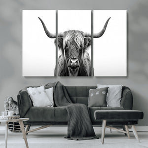 Highland Wall Art Canvas Print – Minimalist Black and White