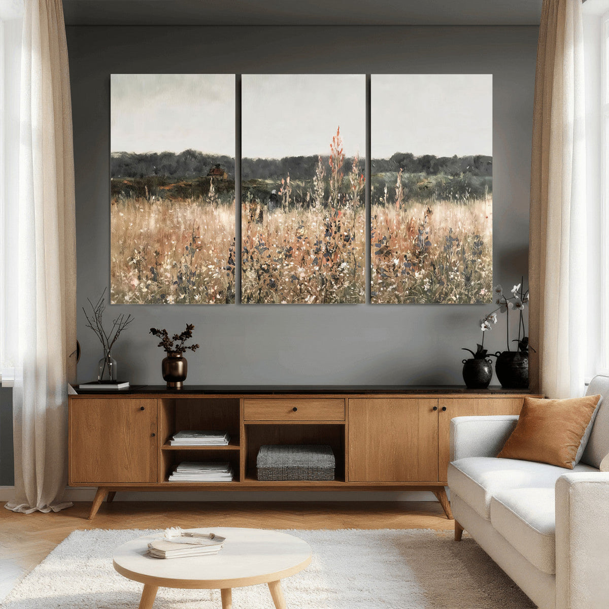 Rustic Field Landscape Wall Art Print, Giclee Canvas Wall