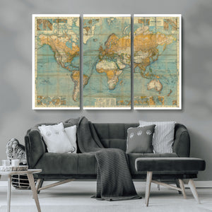 Push Pin World Map Canvas Print – Travel Tracker Wall Art