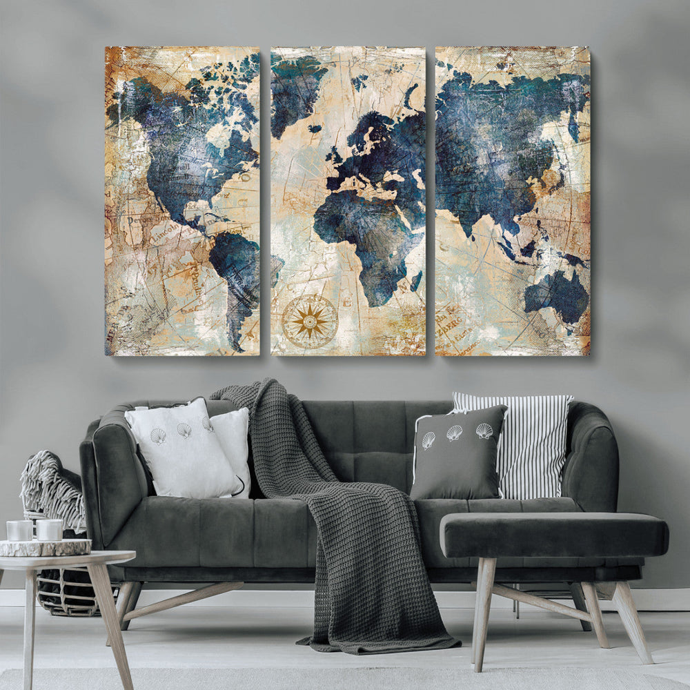 World Map Canvas Print – Framed Wall Art for Couples,