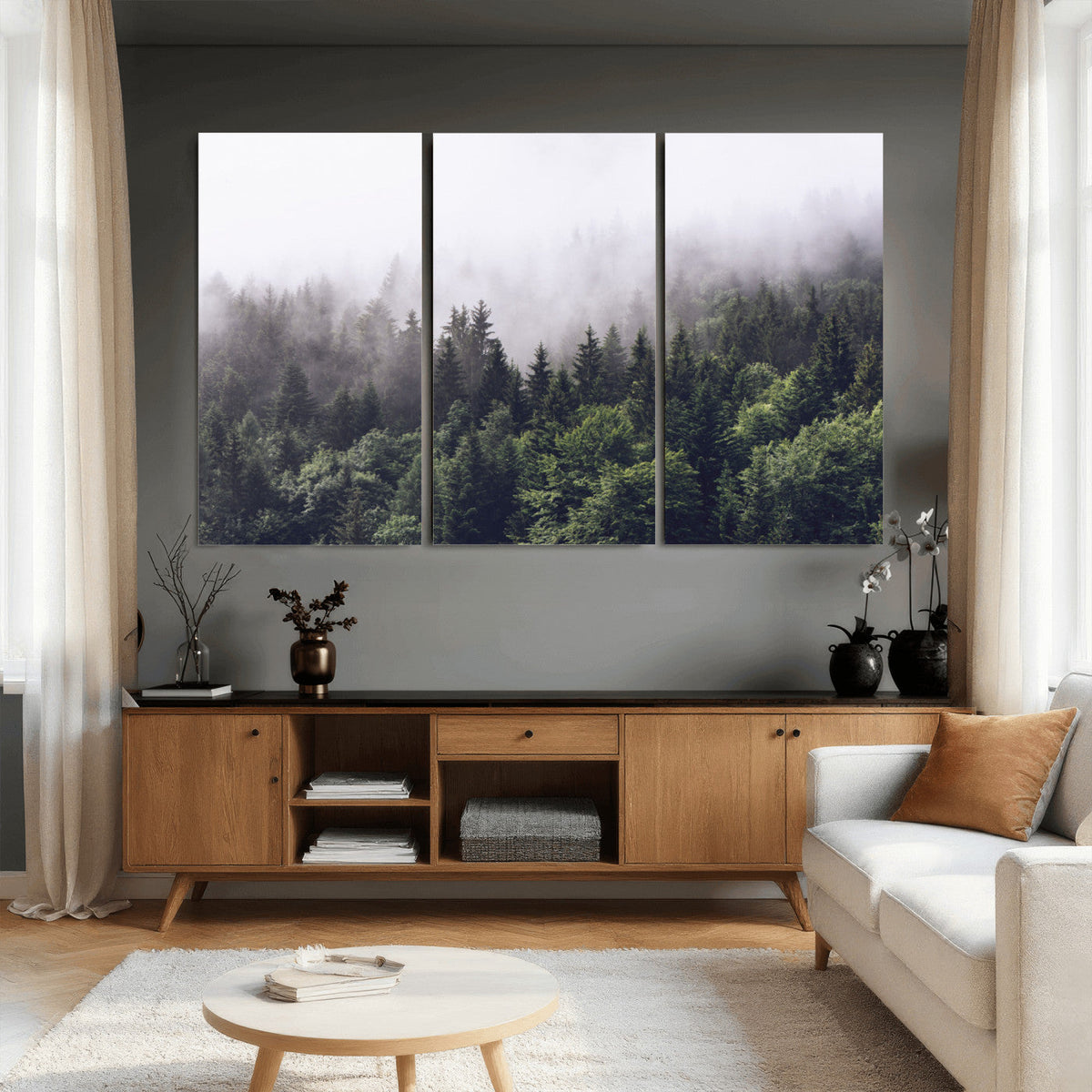 Misty Forest Wall Art | Foggy Forest Canvas Print | Large
