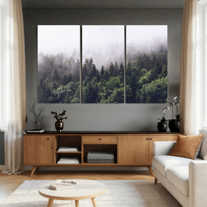Misty Forest Wall Art | Foggy Forest Canvas Print | Large