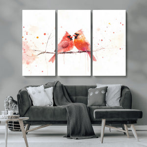 Cardinal Bird Canvas Wall Art - Male and Female Cardinal