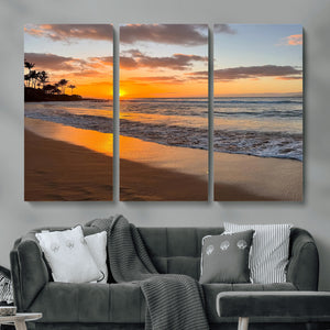 Tropical Beach Wall Art – Framed Sunset Ocean Canvas