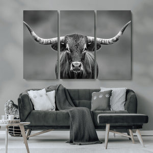 Texas Longhorn Wall Art Canvas Print – Framed Western Bull