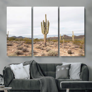 Saguaro Cactus Wall Art – Framed Desert Canvas Artwork,