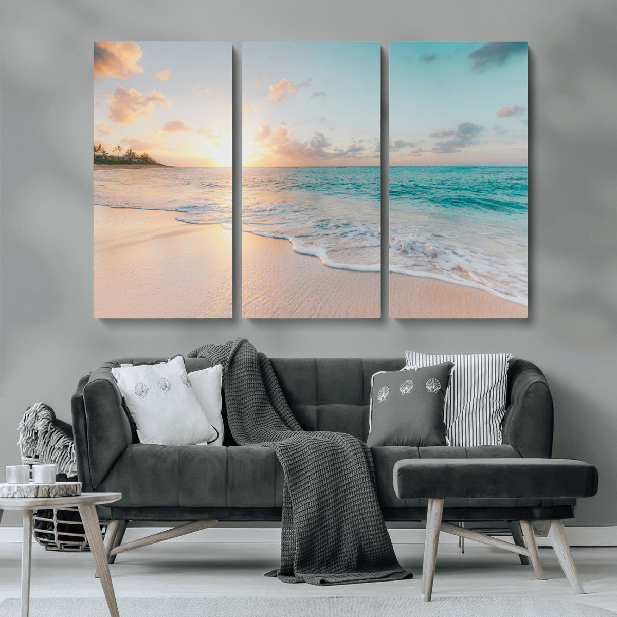 Beach Sunset Wall Art Canvas Print – Framed Ocean Waves