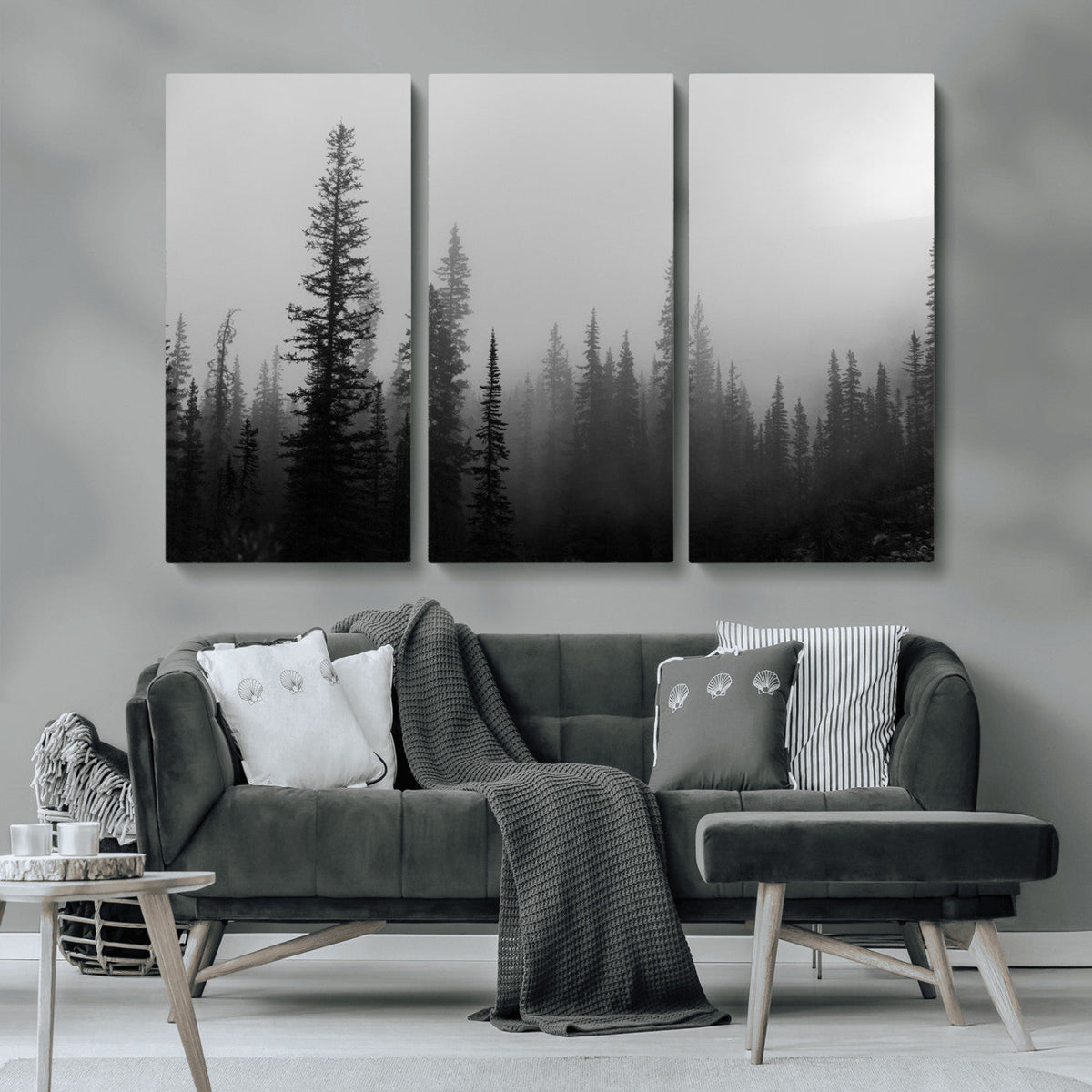 Misty Pines Wall Art Canvas Print – Framed Woodland