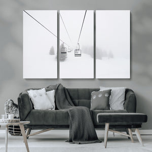 Ski Lift Wall Art Canvas Print – Snowy Alpine Landscape