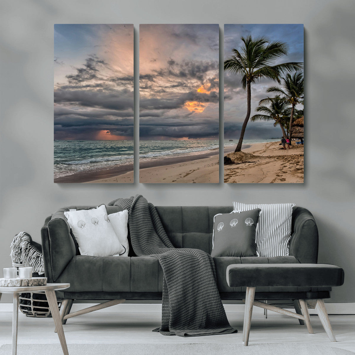 Tropical Storm Wall Art Canvas Print – Framed Moody Beach