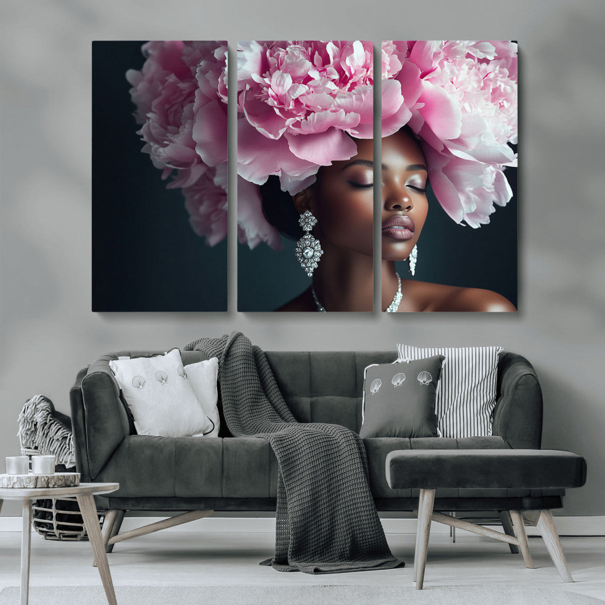 Black Beauty Petal Crown Wall Art Canvas Print – Floral