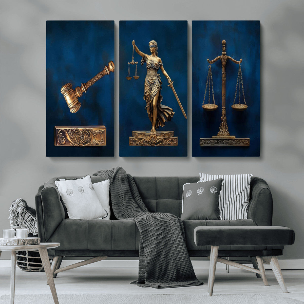 Lady Justice Wall Art Canvas Print – Elegant Gold Legal