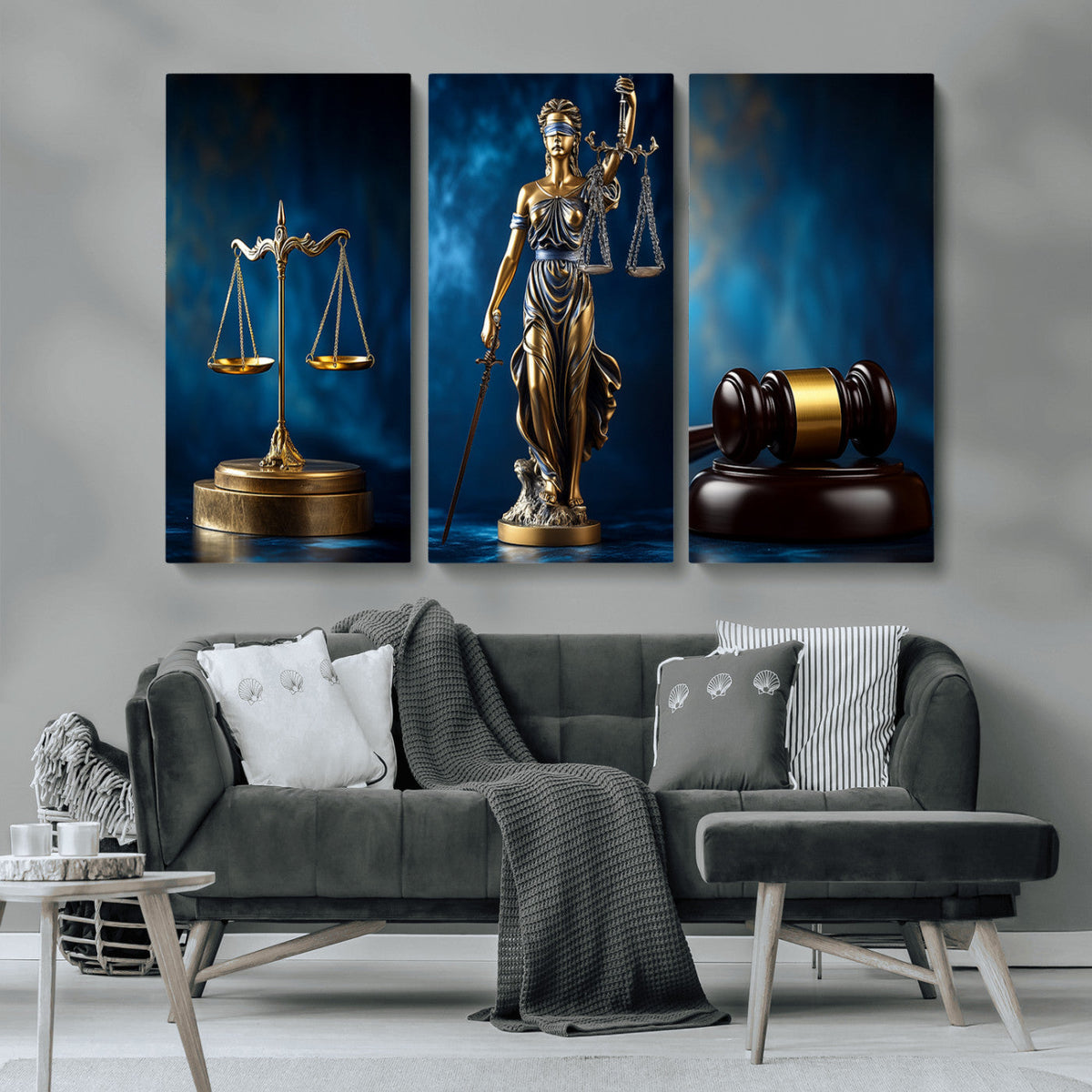 Lady Justice Wall Art Canvas Print – Elegant Gold Legal