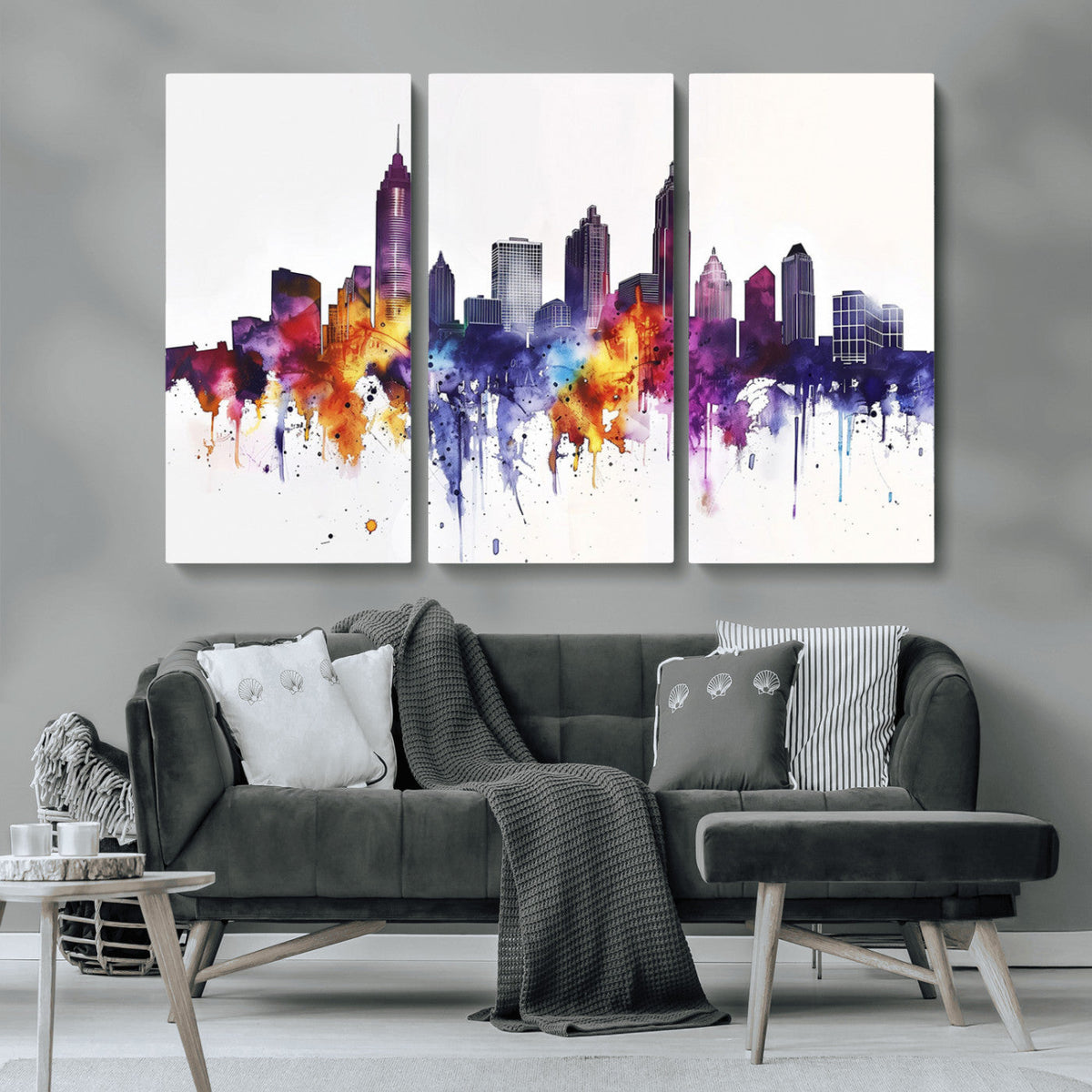 Atlanta Skyline Wall Art Canvas Print – Framed Colorful