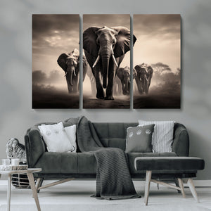 Elephant Family Wall Art Canvas Print, Framed Elephant Wall