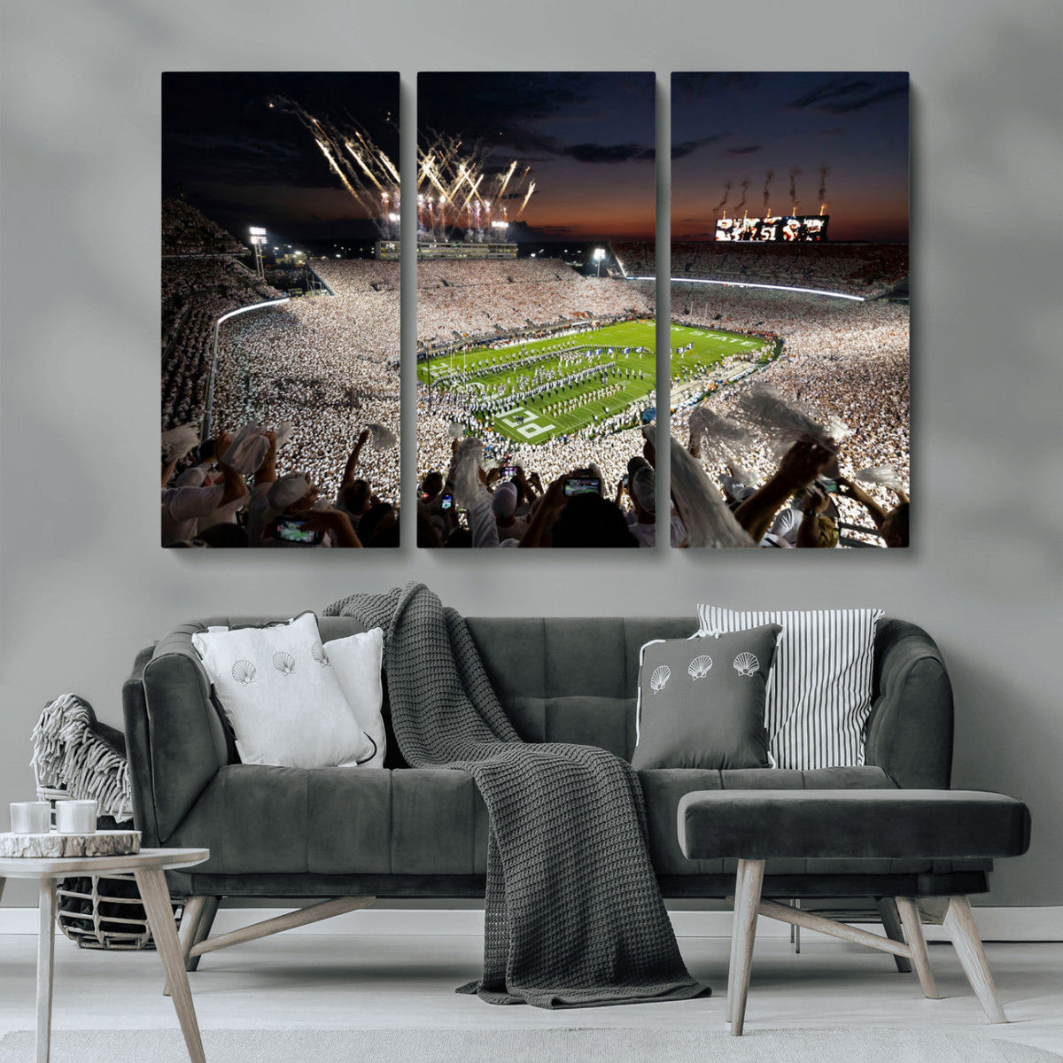 Penn State Stadium Wall Art – White Out Football Game Canvas