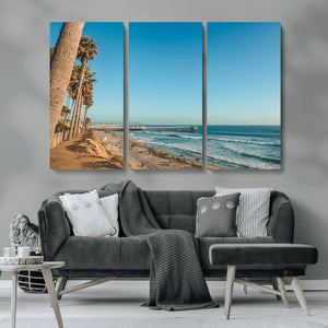 Scenic Beach Wall Art Canvas Print – Tall Palm Trees, Sandy