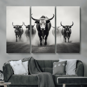 Texas Longhorn Wall Art Canvas Print, Framed Speckled Cow