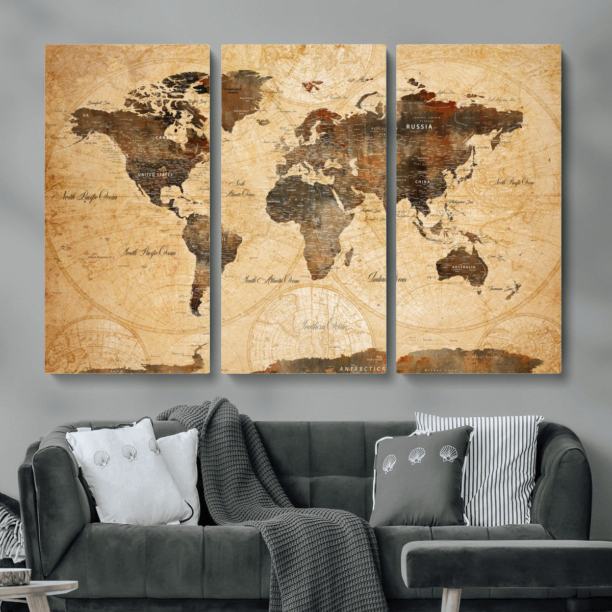 Push Pin World Map Canvas Print – Travel Tracker Wall Art