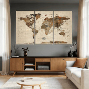 World Map Canvas Print – Framed Detailed Map of the World
