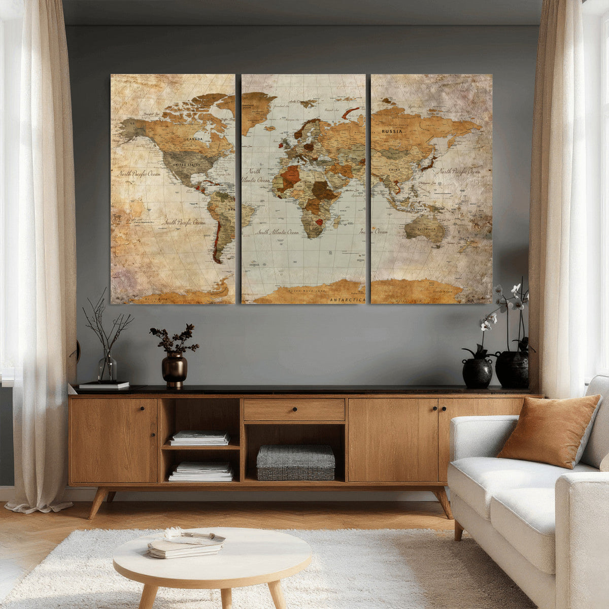 World Map Canvas Print – Detailed Map of the World Wall Art