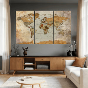 World Map Canvas Print – Detailed Map of the World Wall Art