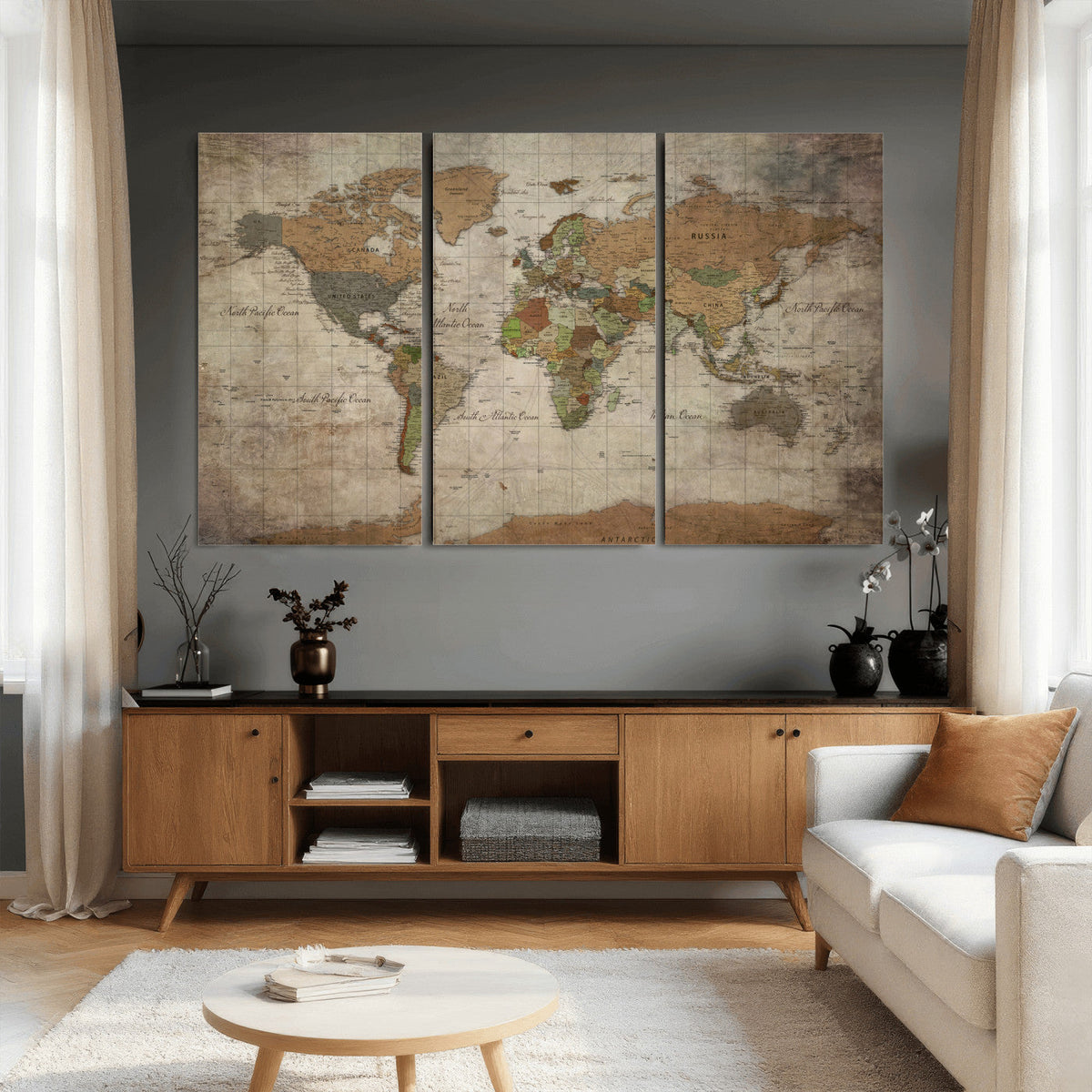 World Map Canvas Print – Framed Travel Map Wall Art for