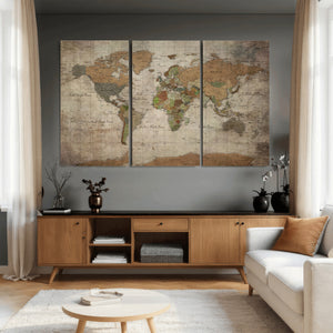 World Map Canvas Print – Framed Travel Map Wall Art for