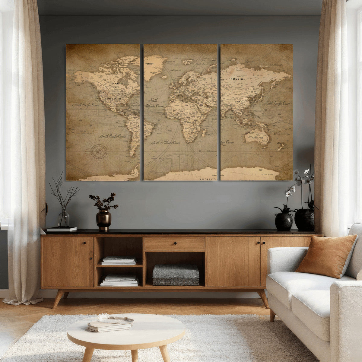 World Map Canvas Print – Framed Travel Map Wall Art for