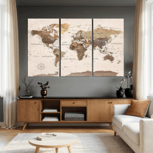 World Map Canvas Print – Framed Detailed Map of the World