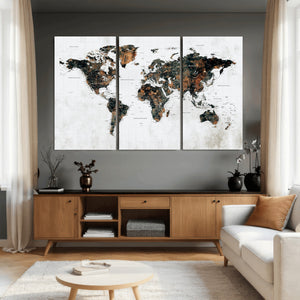 Large World Map Canvas Print – Framed Travel Map Wall Art