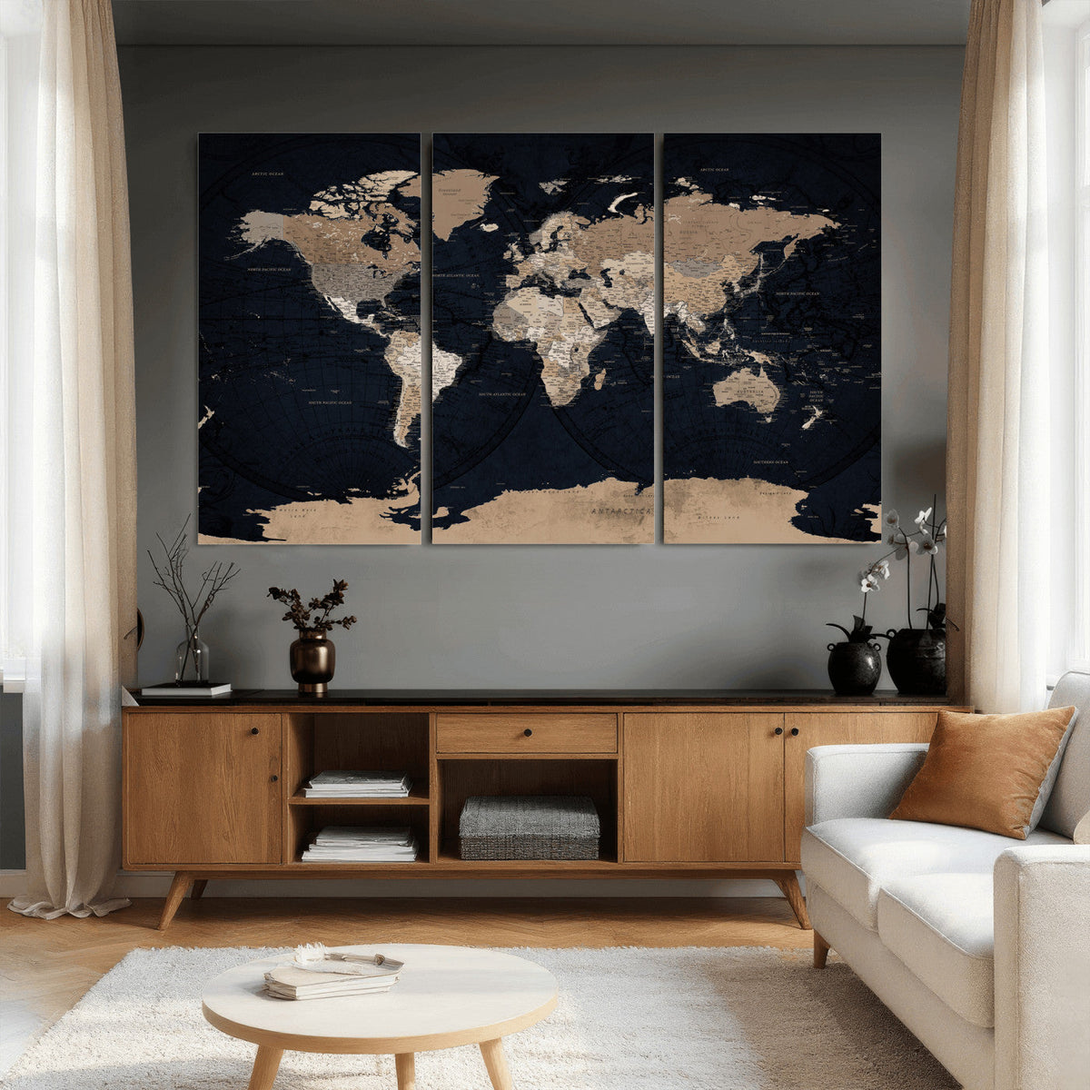 Grunge Wall Art World Map Canvas Print